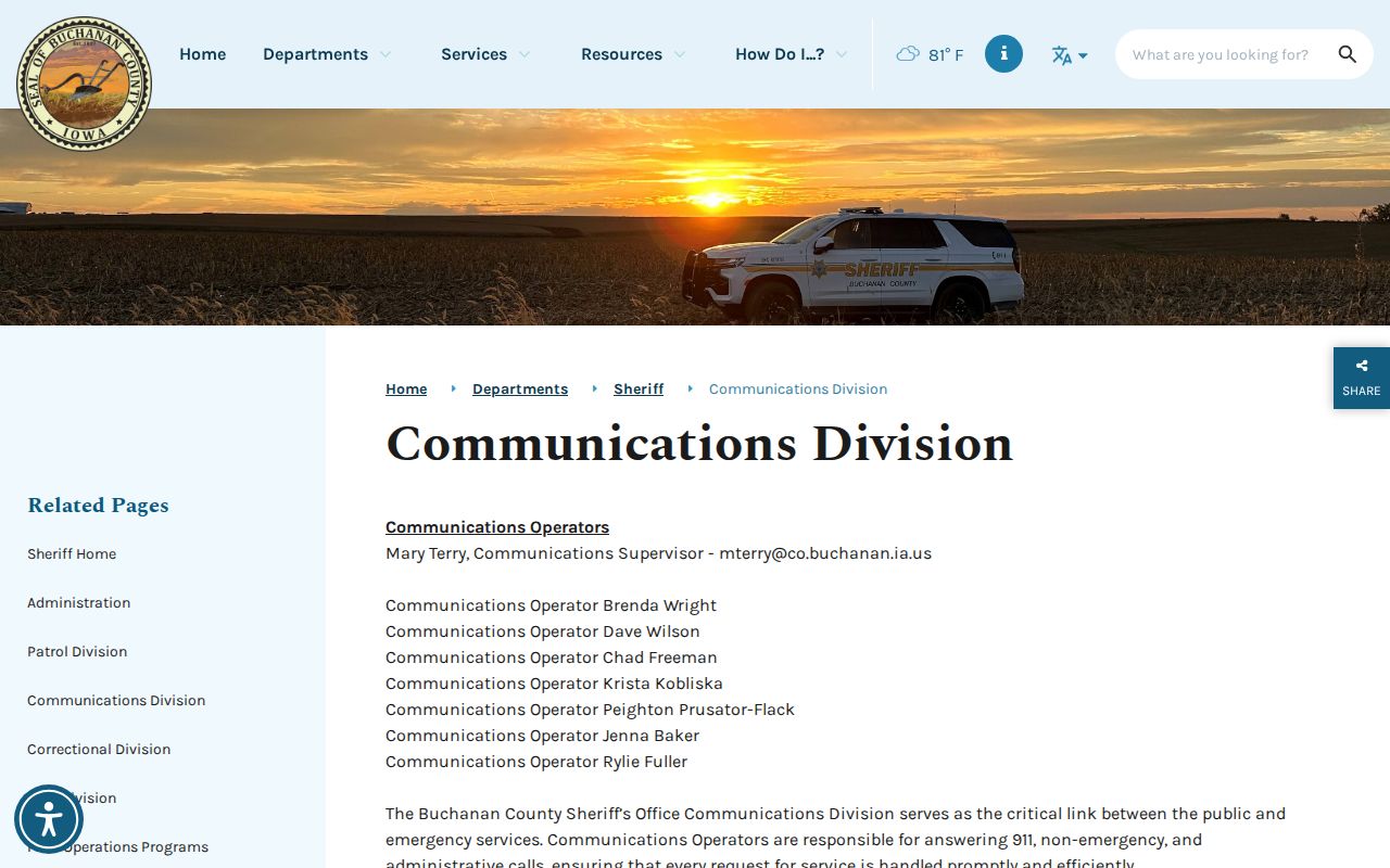 Buchanan County active warrant communications and dispatch page