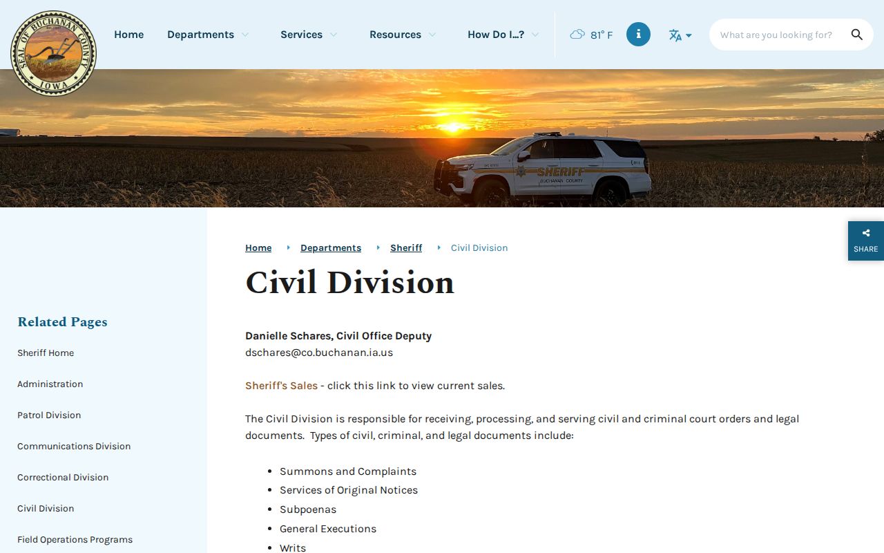 Buchanan County active warrant and court-order service information