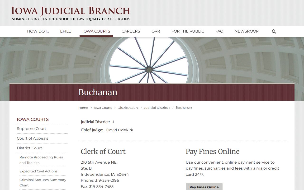 Buchanan County bench warrant court and clerk contact page