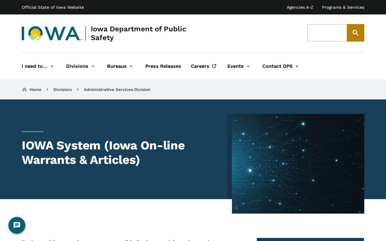 Restricted IOWA System for Buchanan County arrest warrant records