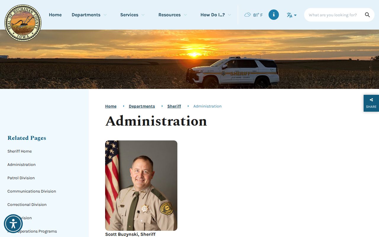 Buchanan County warrant records Sheriff administration contacts