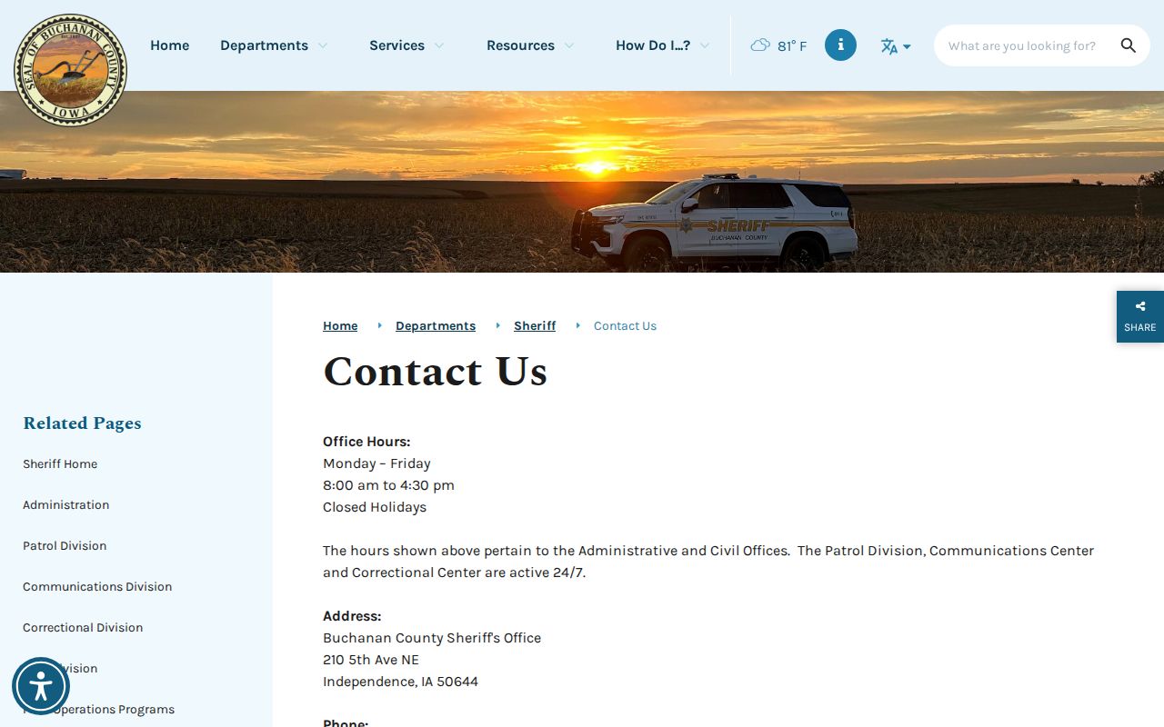 Buchanan County warrant records official Sheriff contact page