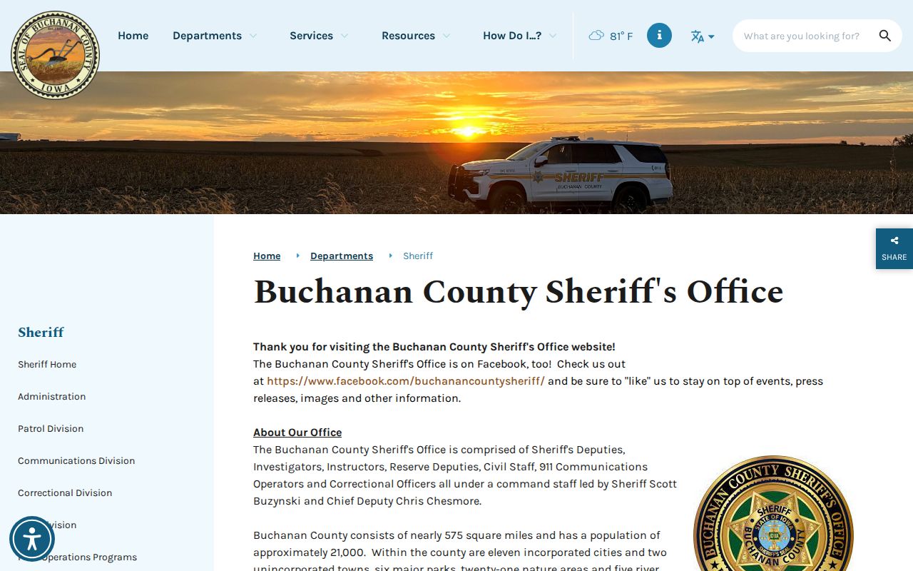 Buchanan County warrant records Sheriff department navigation